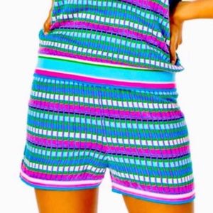 Lilly Pulitzer Avington Sweater Short Mermaid Stripe Turquoise Shore Sz L